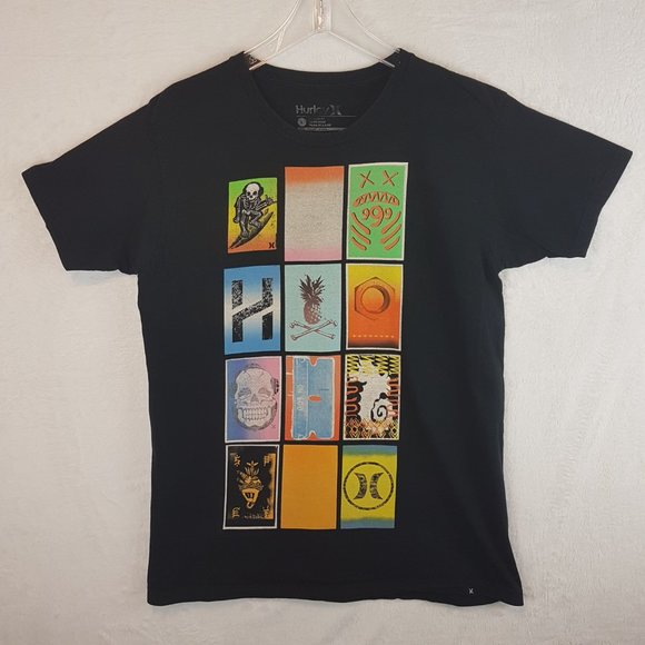 Vintage HURLEY Tee Shirt Large US L Multi Graphic Skull Surf Pineapple Seahorse - Picture 13 of 13